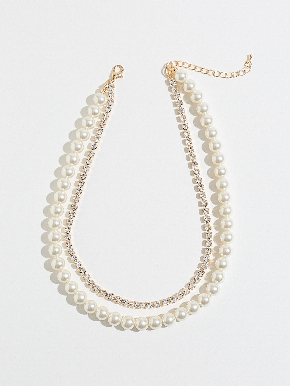 Pearl & Crystal Double Necklace