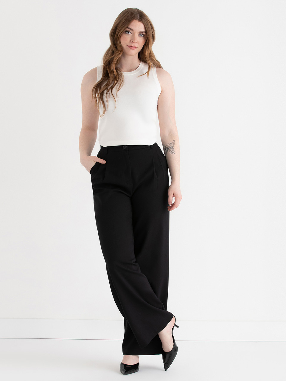 Sleeveless Layering Sweater Tank Blanc/Black Stripe