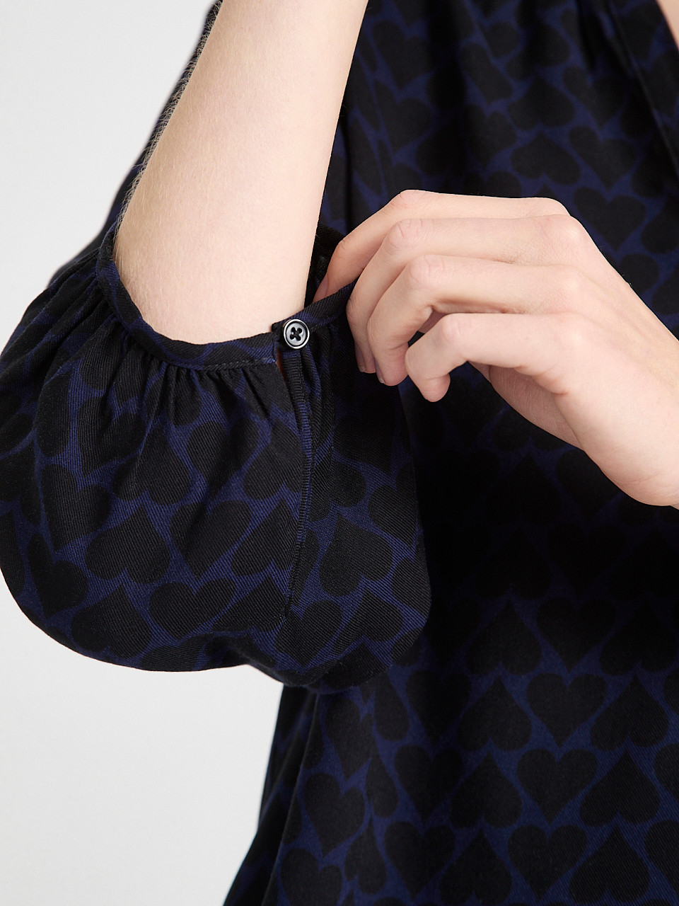 Bubble Sleeve Henley Blouse