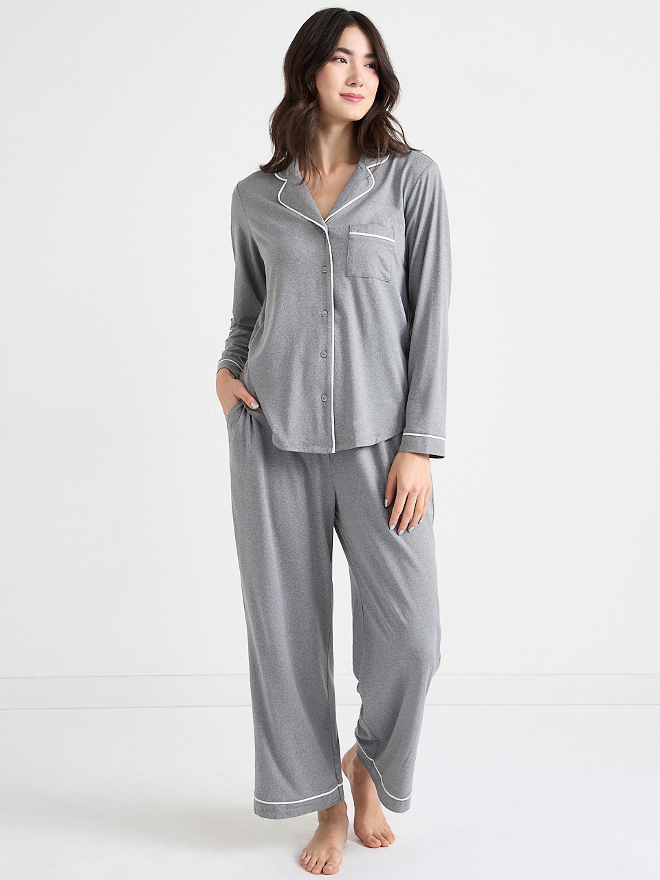 Button Down Top & Full Pant PJ Set