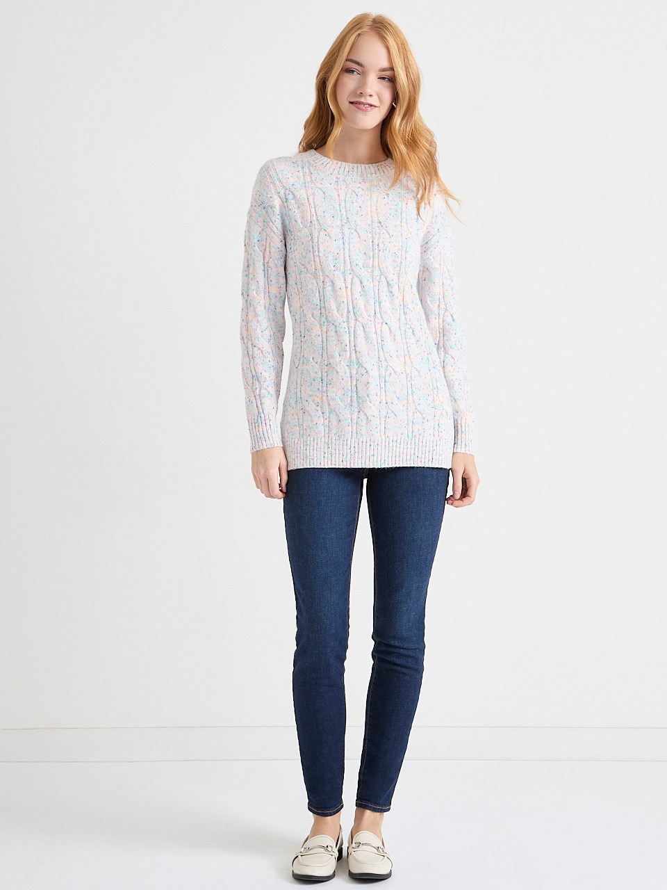 Confetti Cable Knit Tunic Sweater