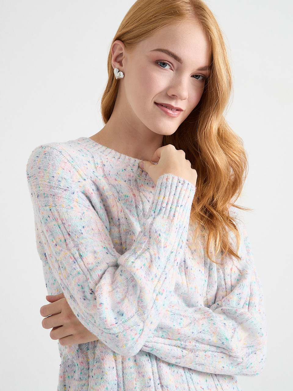 Confetti Cable Knit Tunic Sweater