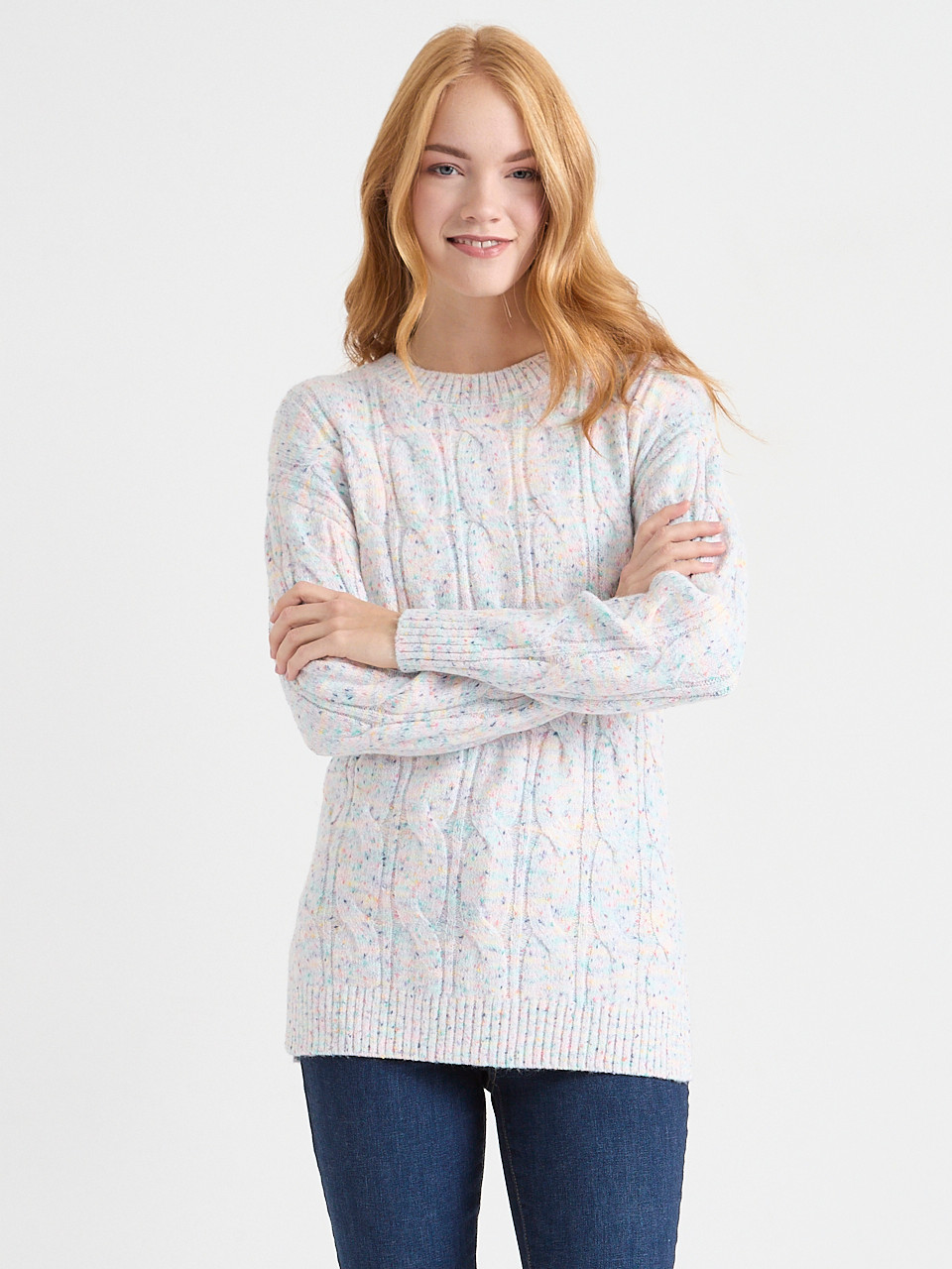 Confetti Cable Knit Tunic Sweater