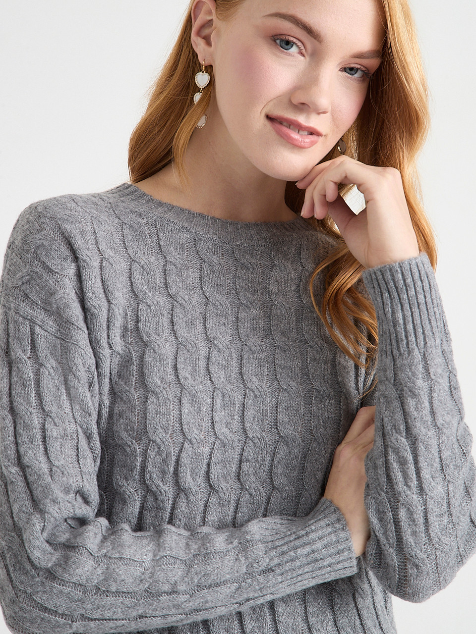 Crew Neck Cable Knit Tunic