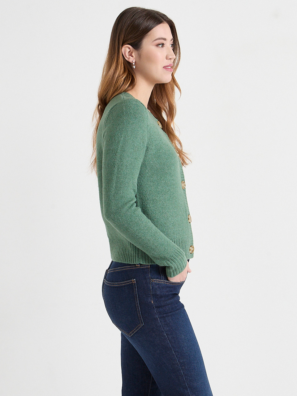 Crew Neck Cardigan Sweater