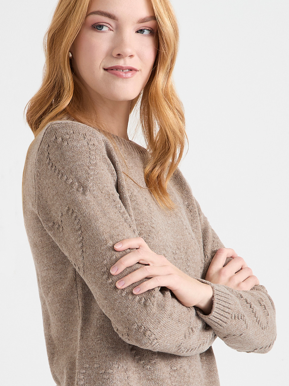 Crew Neck Pompom Heart Sweater