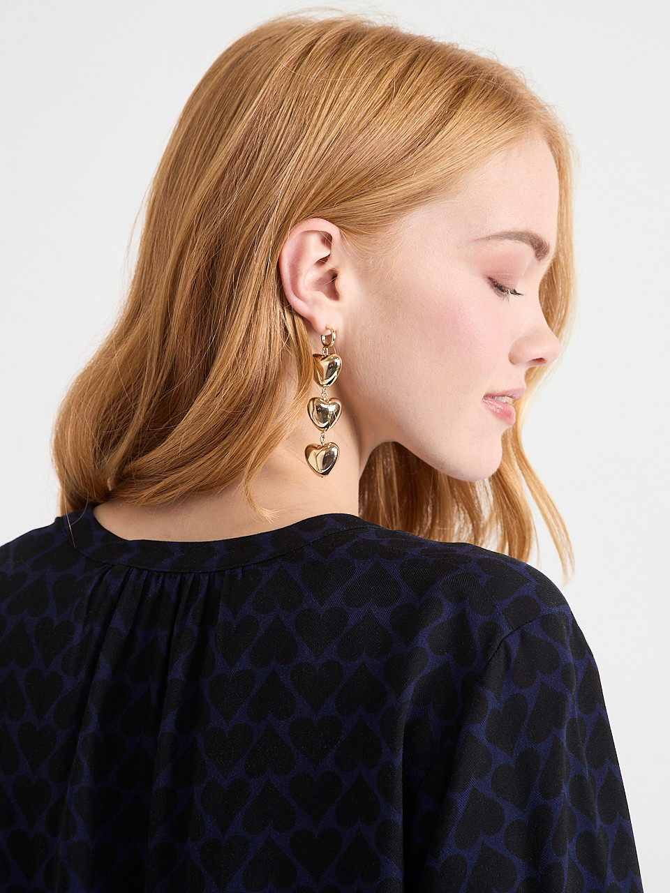 Long Heart Dangle Earrings