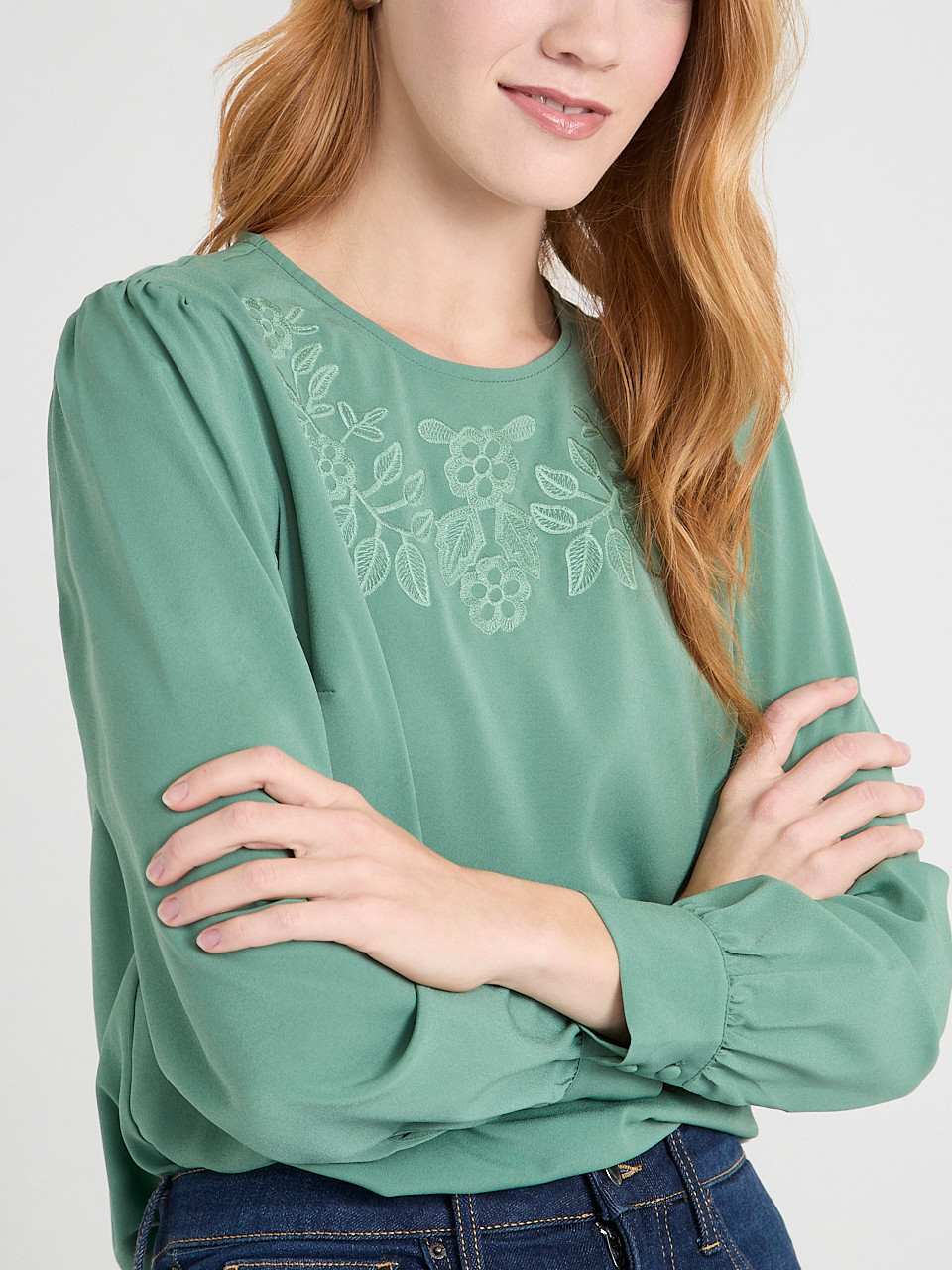 Long Sleeve Embroidered Blouse
