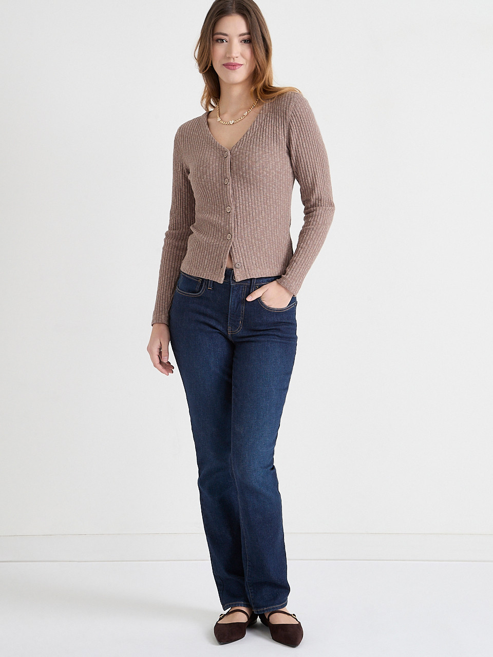 Long Sleeve Rib Knit Cardigan