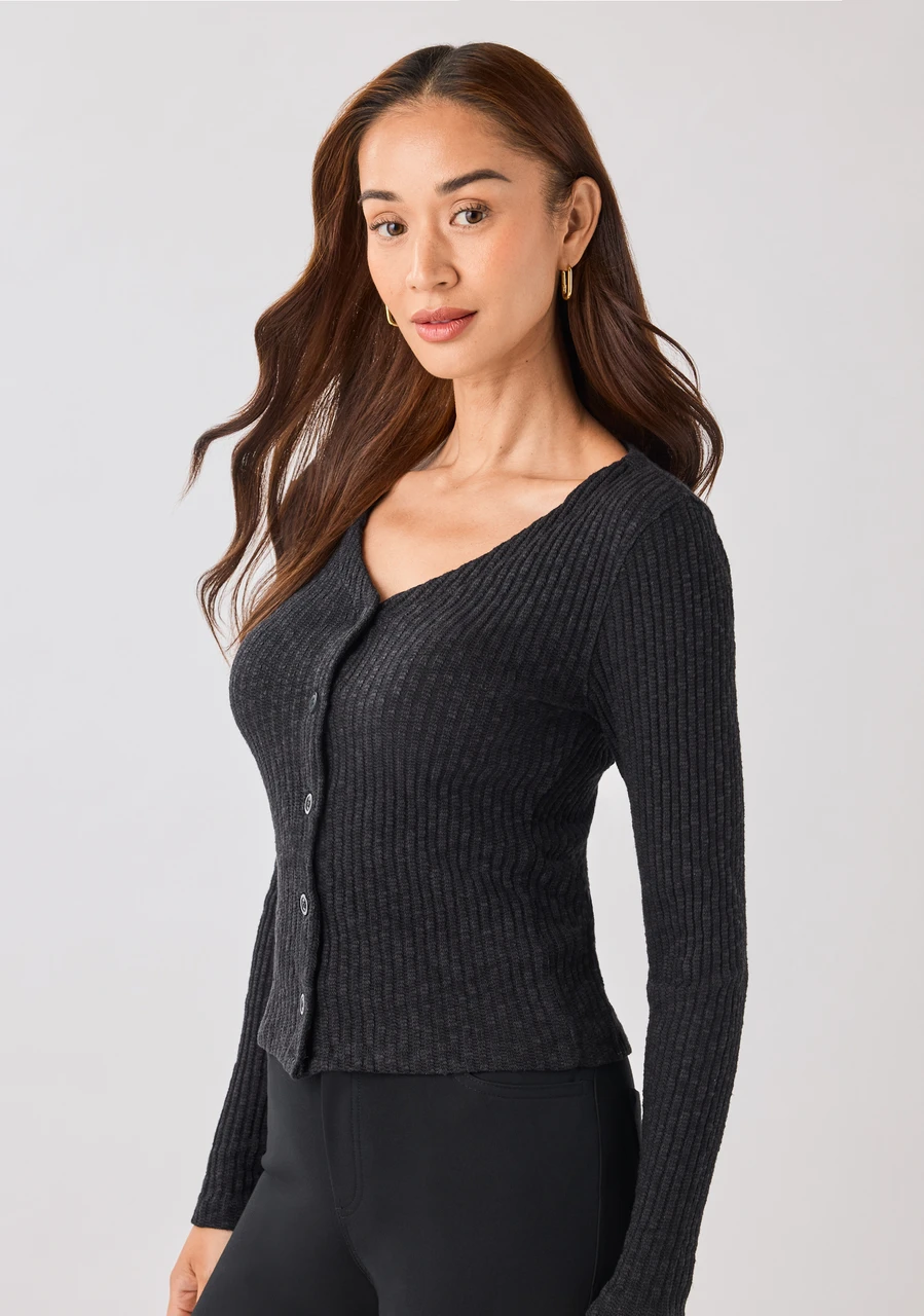 Long Sleeve Rib Knit Cardigan