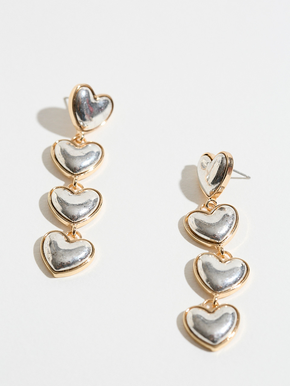 Mixed Metal Heart Dangle Earrings