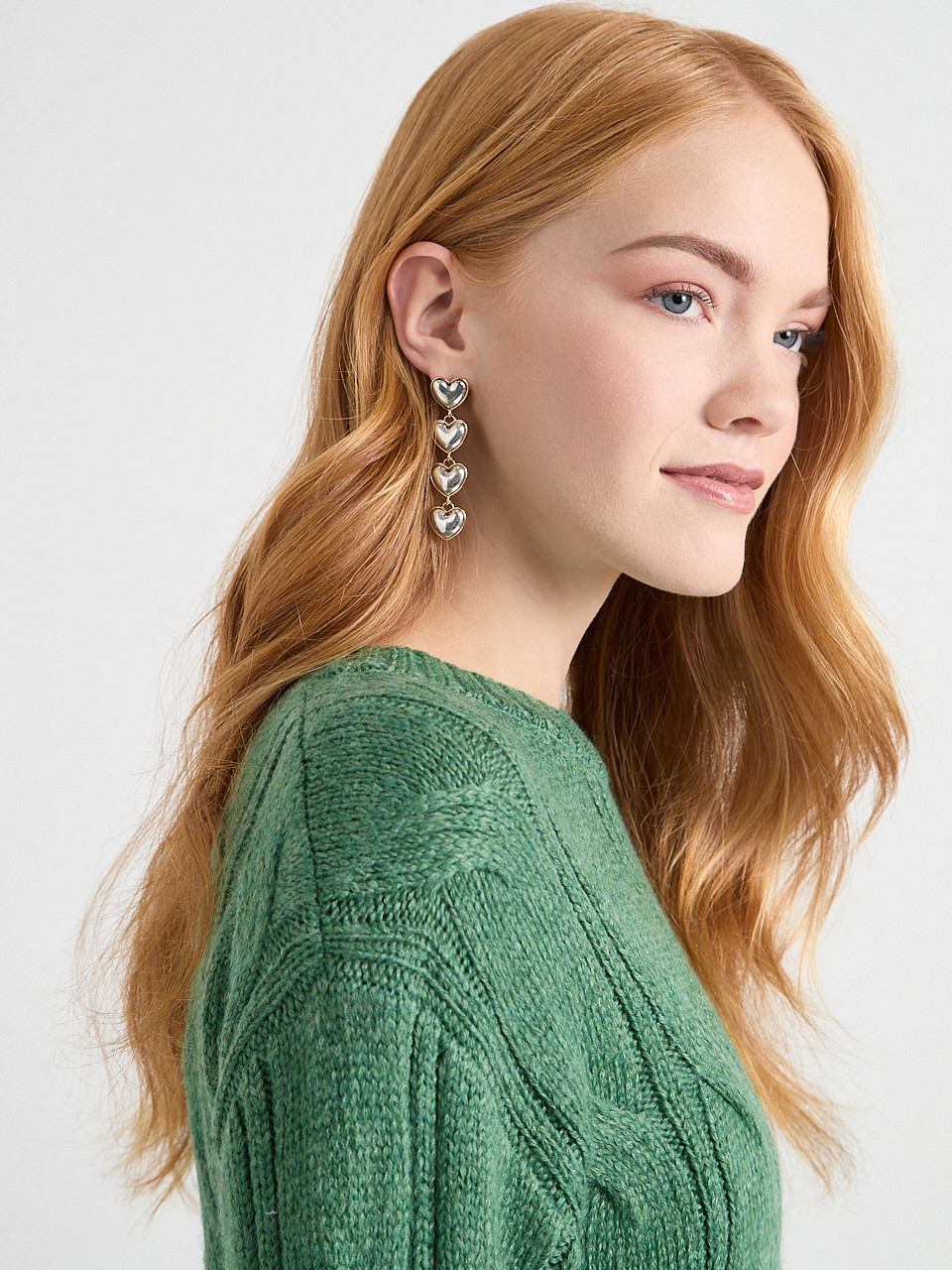 Mixed Metal Heart Dangle Earrings