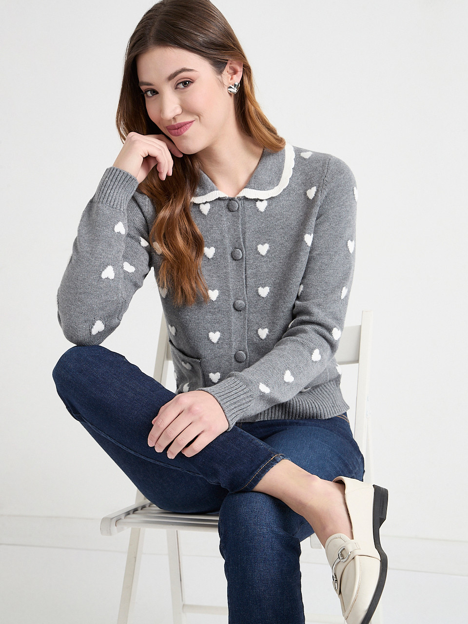 Pan Collar Cardigan Sweater