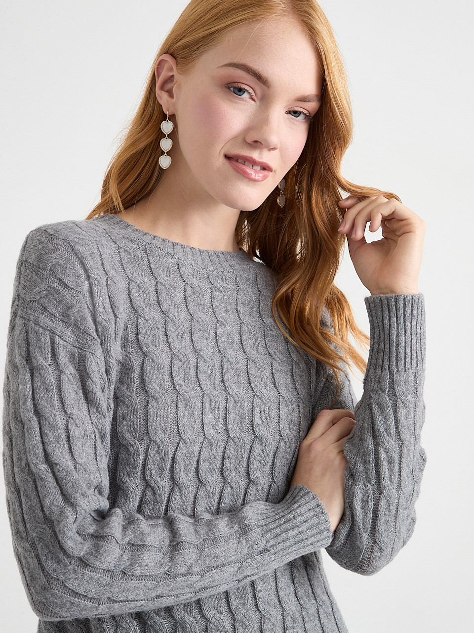 Pave & Stone Heart Dangle Earrings