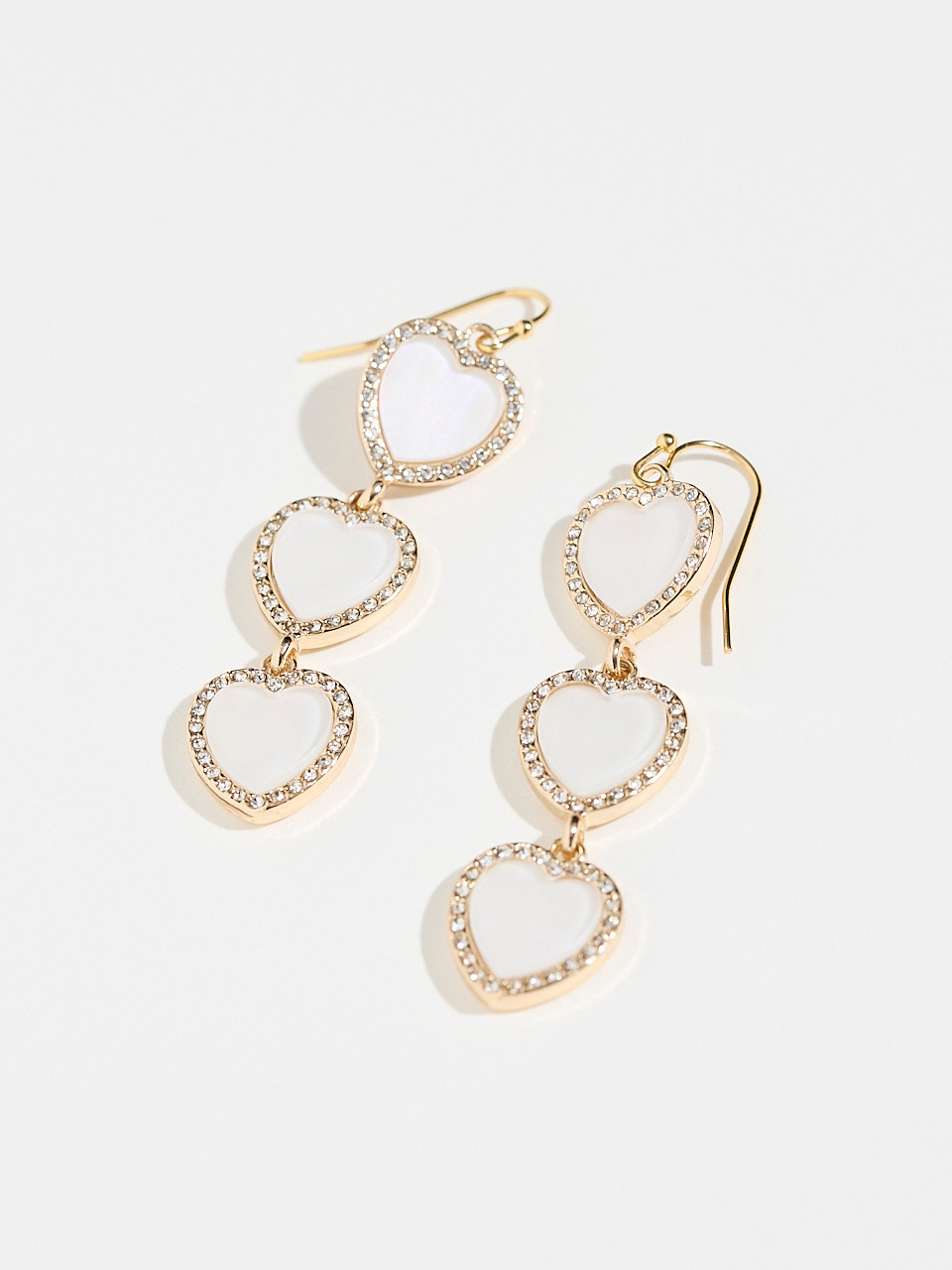Pave & Stone Heart Dangle Earrings