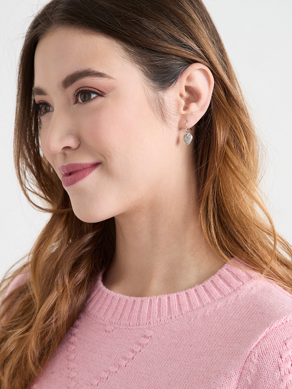 Pave Heart Drop Earrings