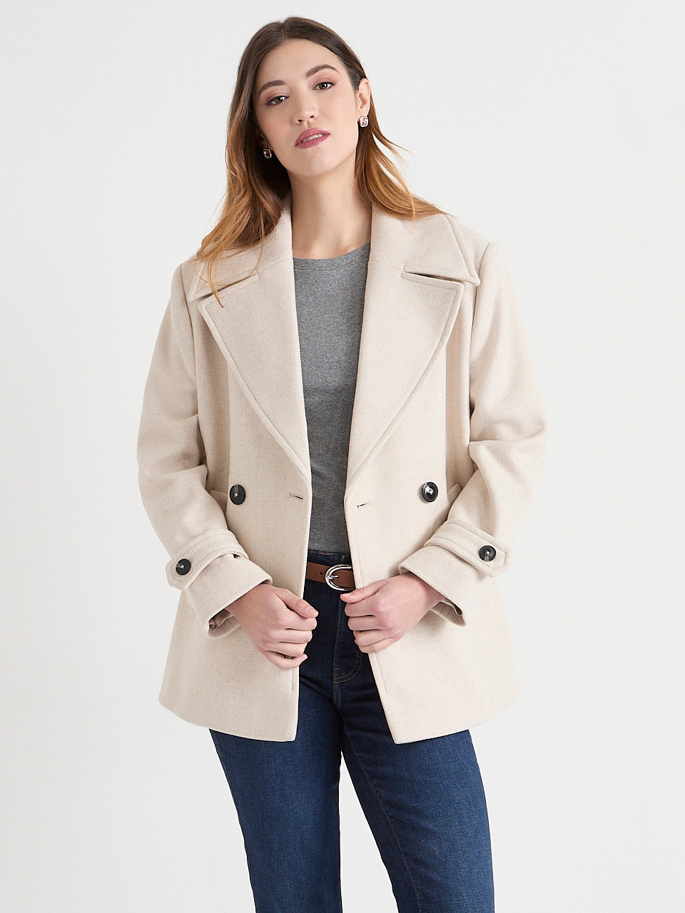 Selena Double-Breasted Wool Peacoat