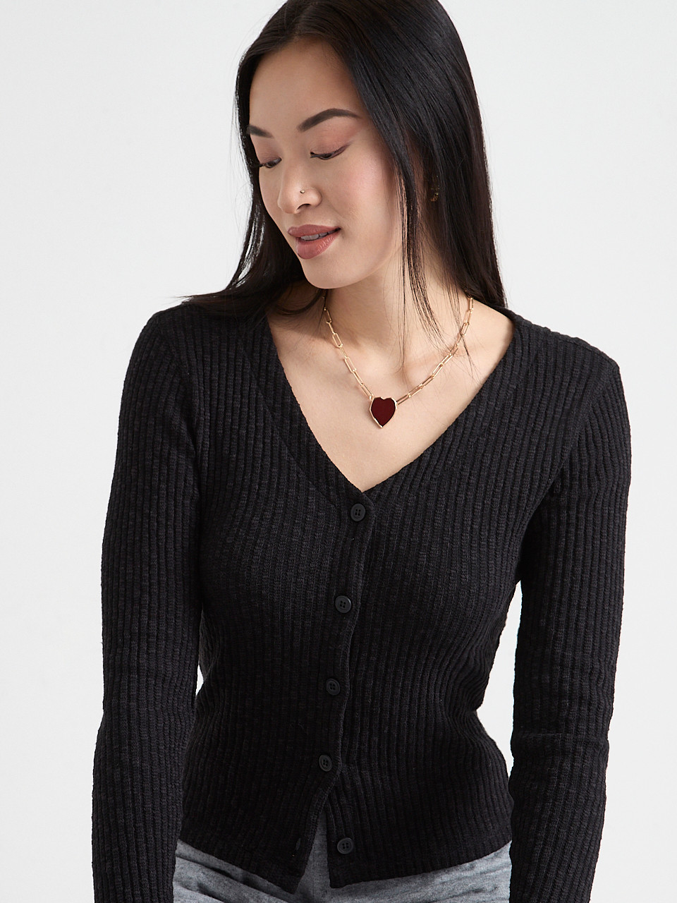 Short Necklace with Heart on Paperclip