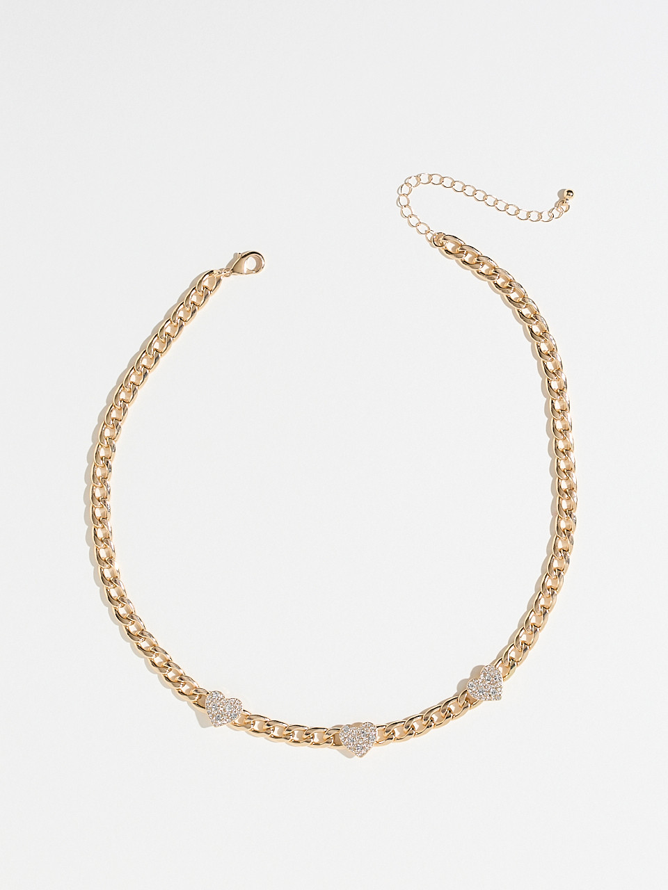 Short Pave Hearts Chain Necklace