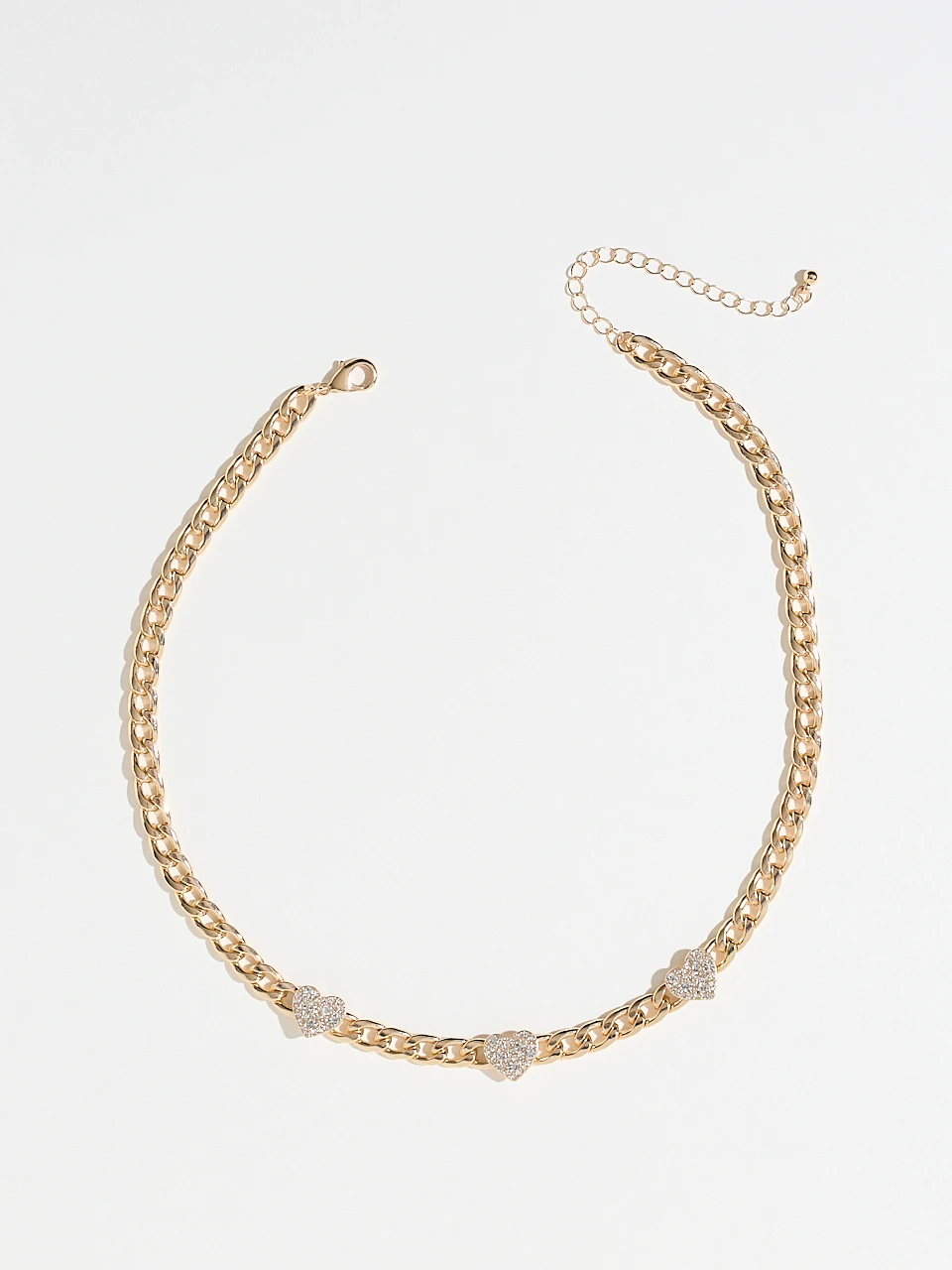 Short Pave Hearts Chain Necklace