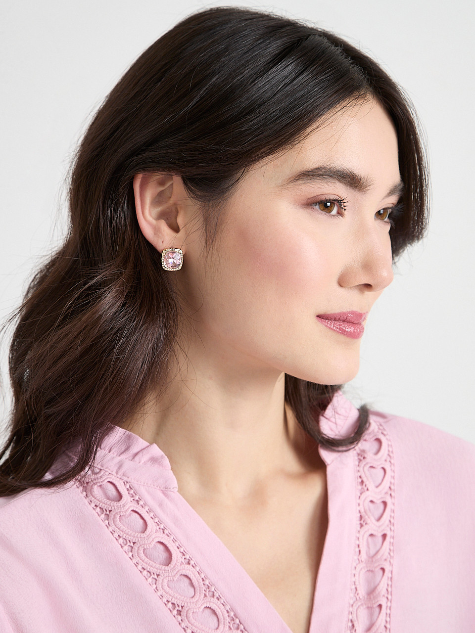 Stone & Pave Stud Earrings