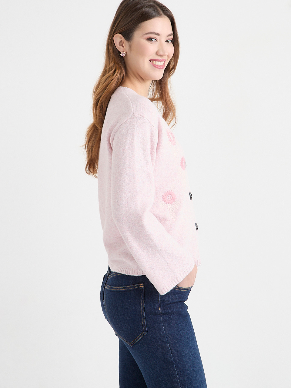 V-Neck Embroidered Cardigan