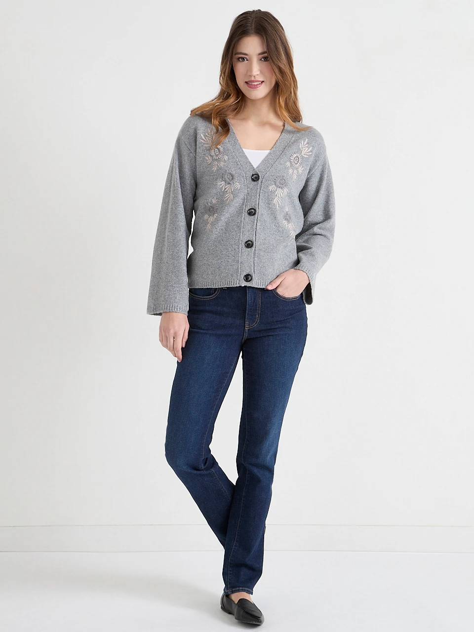 V-Neck Embroidered Cardigan
