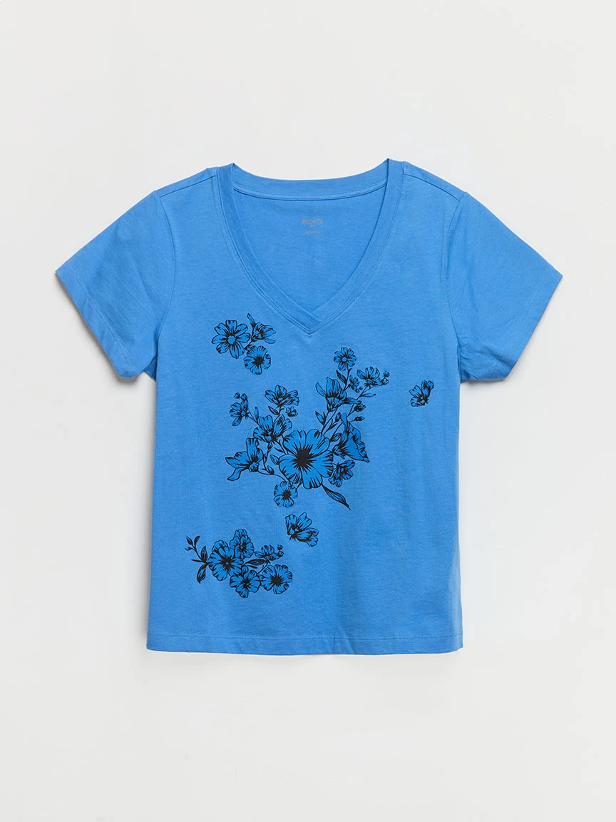 Relaxed V-Neck Tee in Floral Print