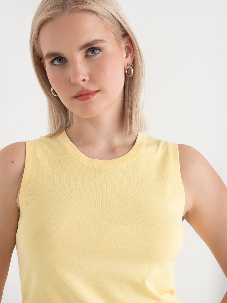 Sleeveless Layering Sweater Tank Pale Banana
