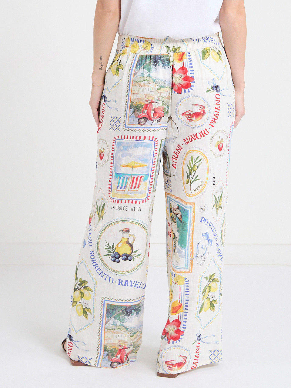 Linen Wide Crop Pant Postcard Print