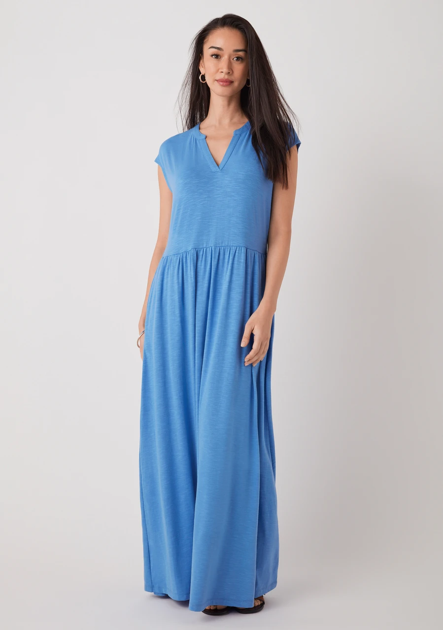 Knit Henley Maxi Dress