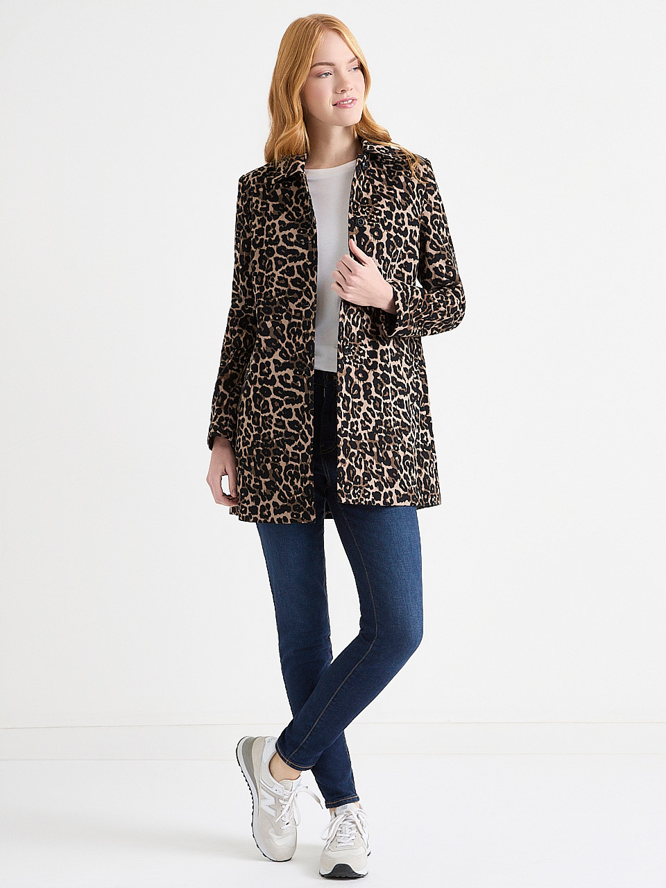 Leopard Print Long Collared Coat