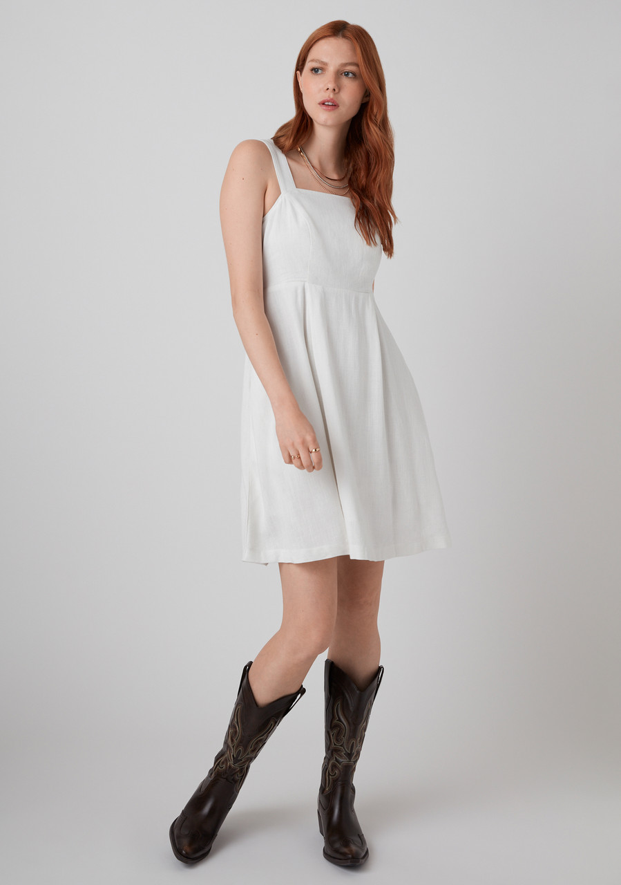 Linen Blend Empress Mini-Dress