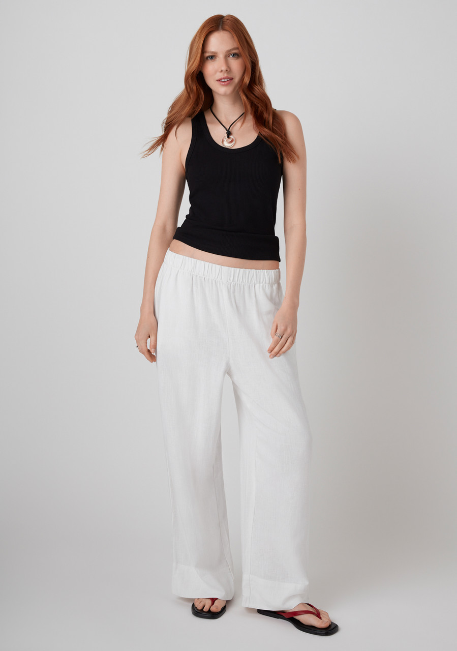 linen × rayon tuck wide slacks Linen-Blend Wide Leg Pant | Ricki's