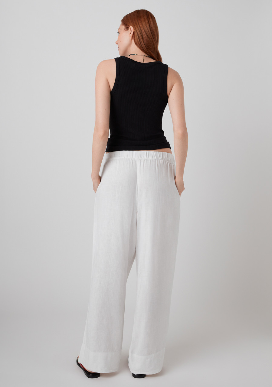 Linen Blend Wide Leg Pant