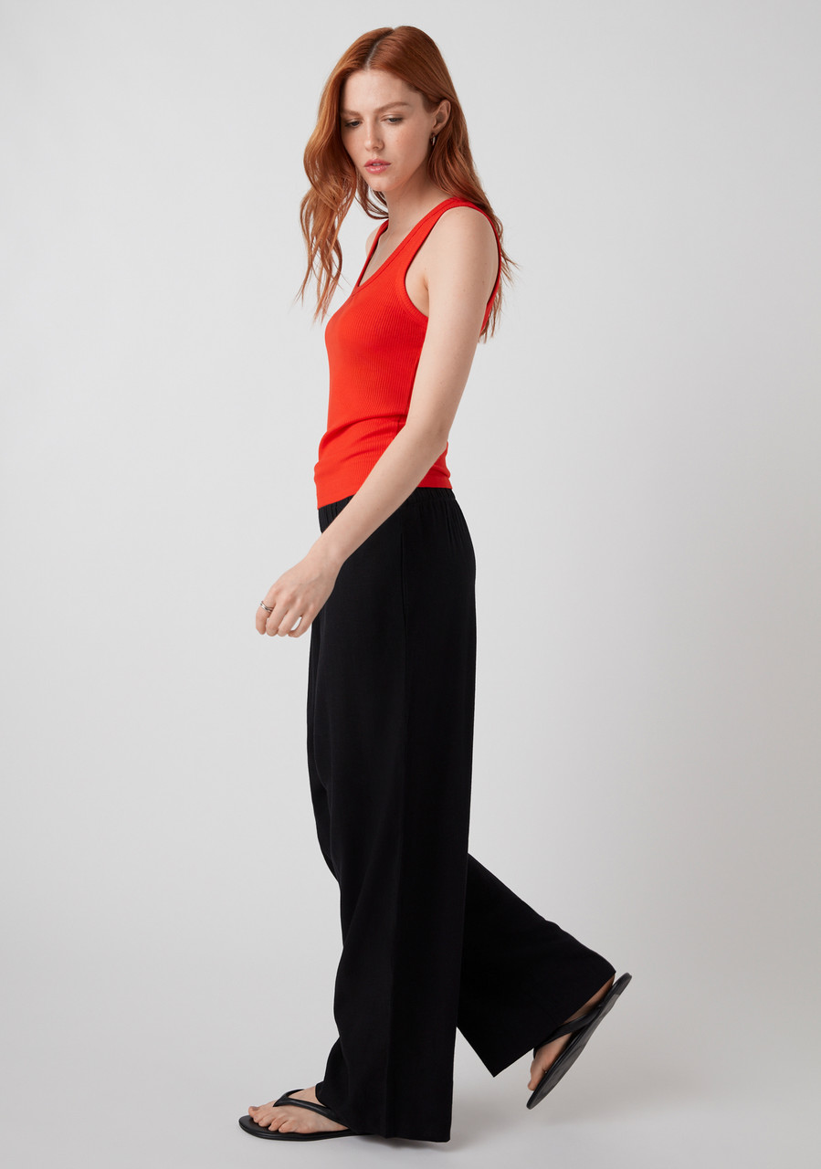 Linen-Blend Wide-Leg Pant