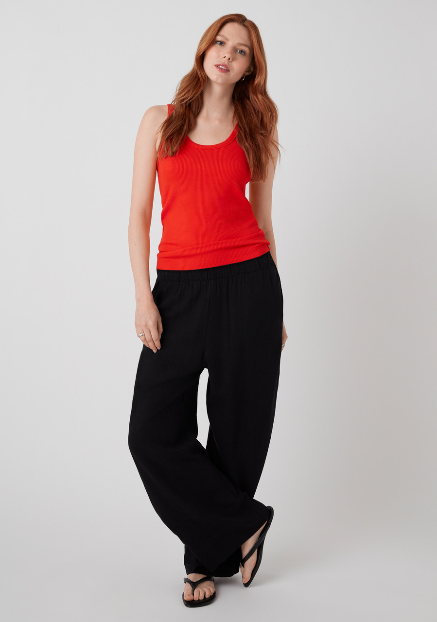 Linen-Blend Wide-Leg Pant
