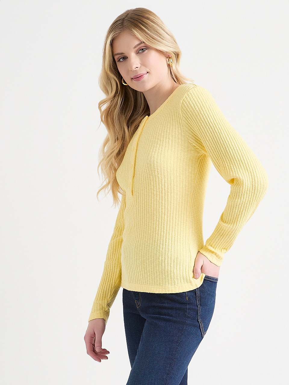 Long Sleeve Ribbed Henley