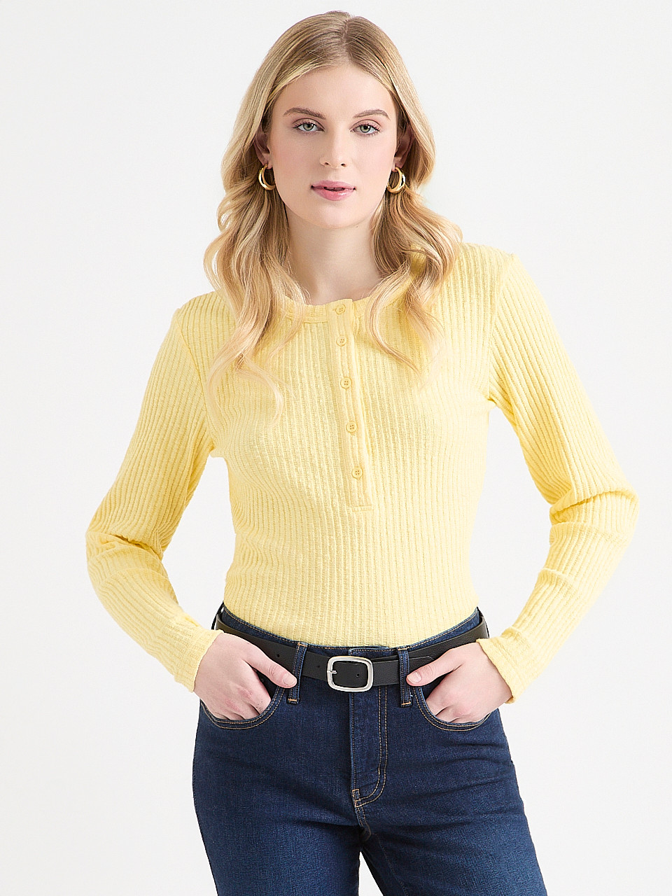 Long Sleeve Ribbed Henley