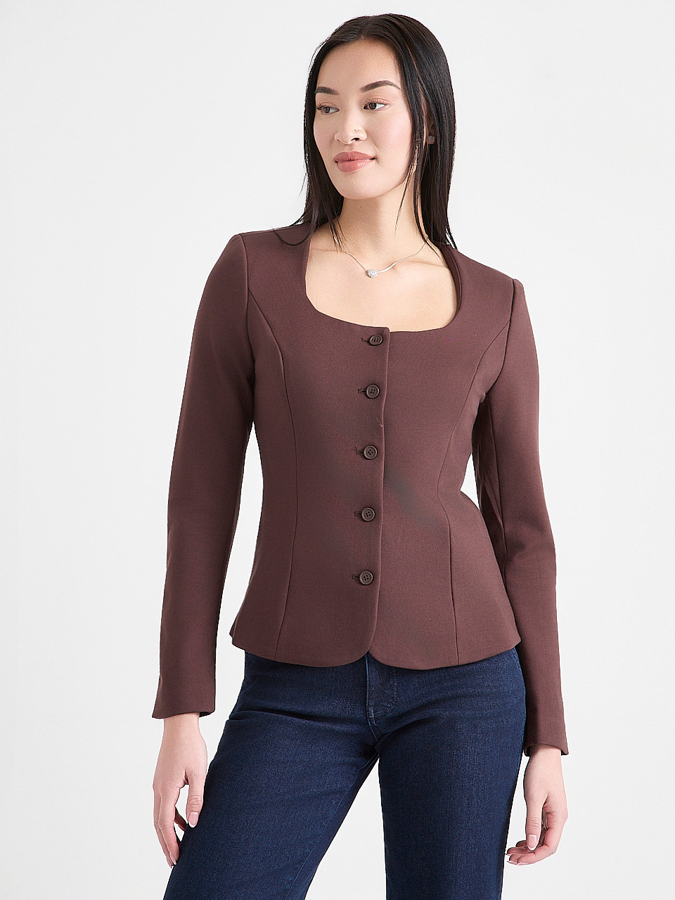 Ponte Scoop Neck Blazer