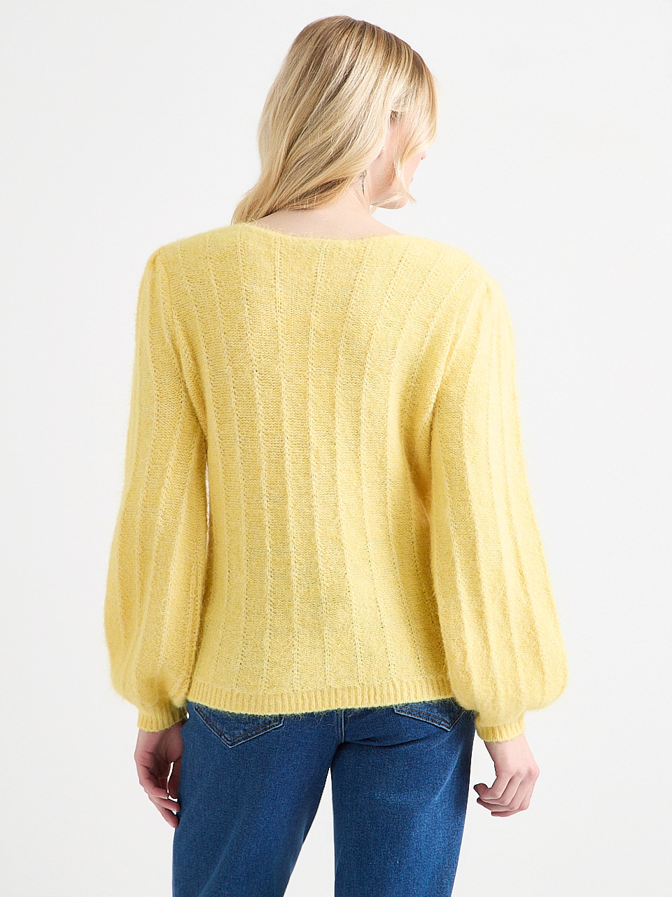 Puffed Long Sleeve Boatneck Pullover