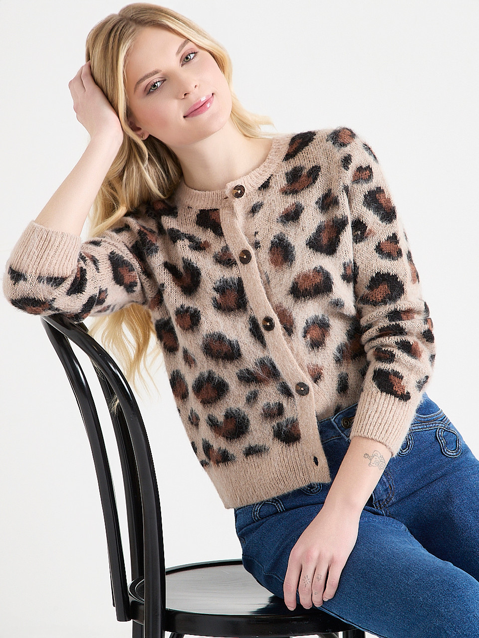Short Leopard Jaquard Cardigan