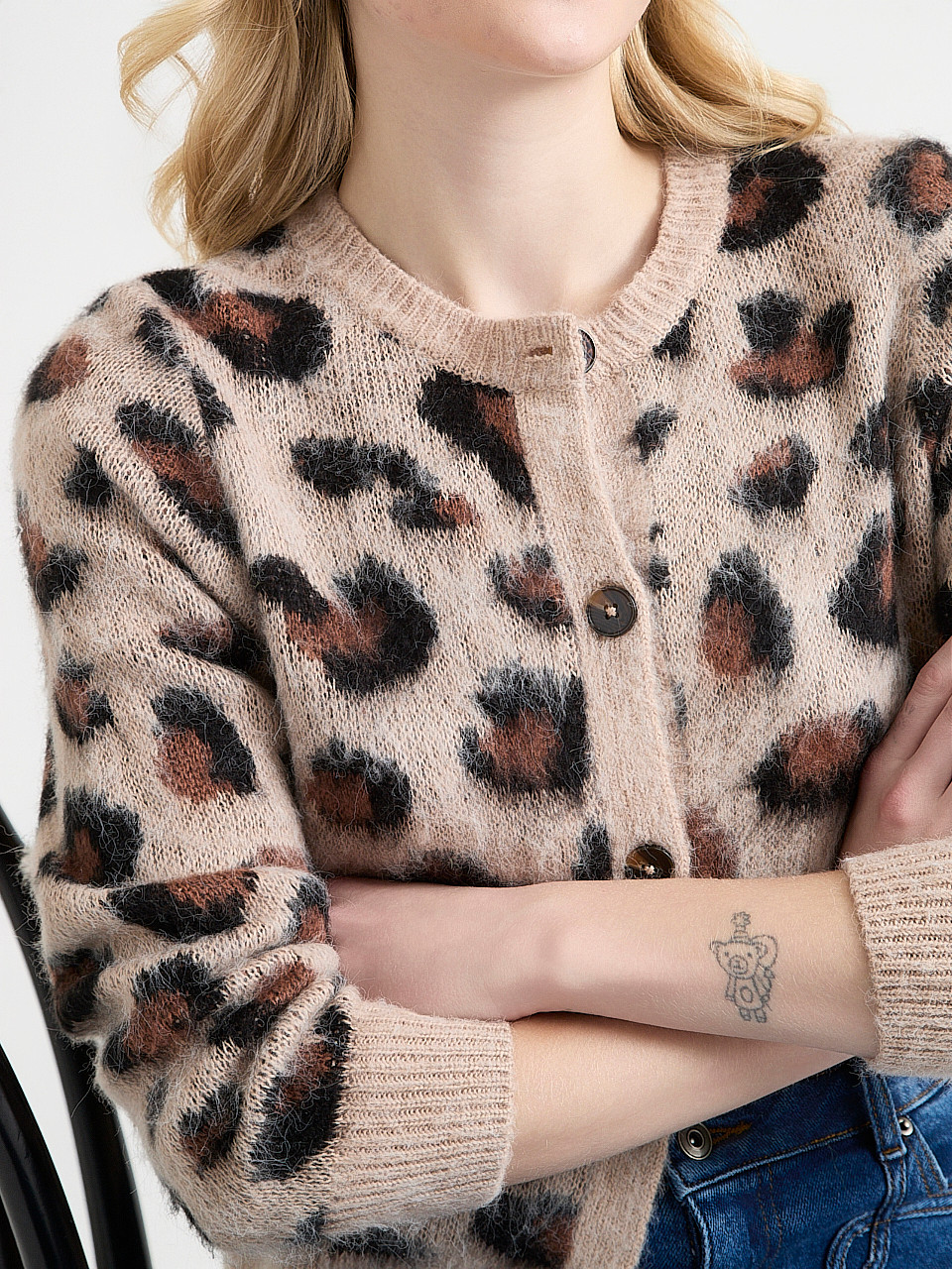 Short Leopard Jaquard Cardigan