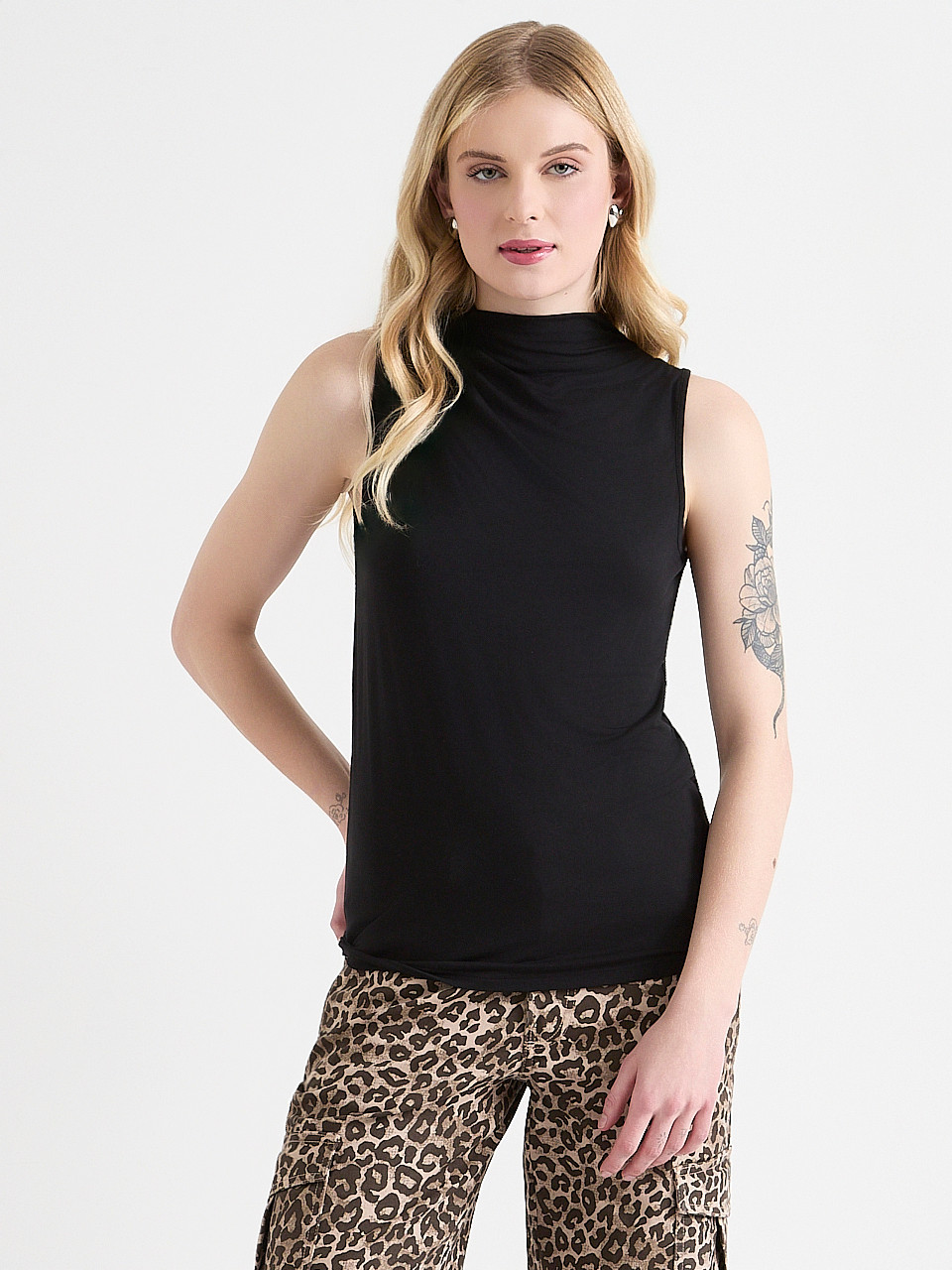 Sleeveless Modal Cowl Top