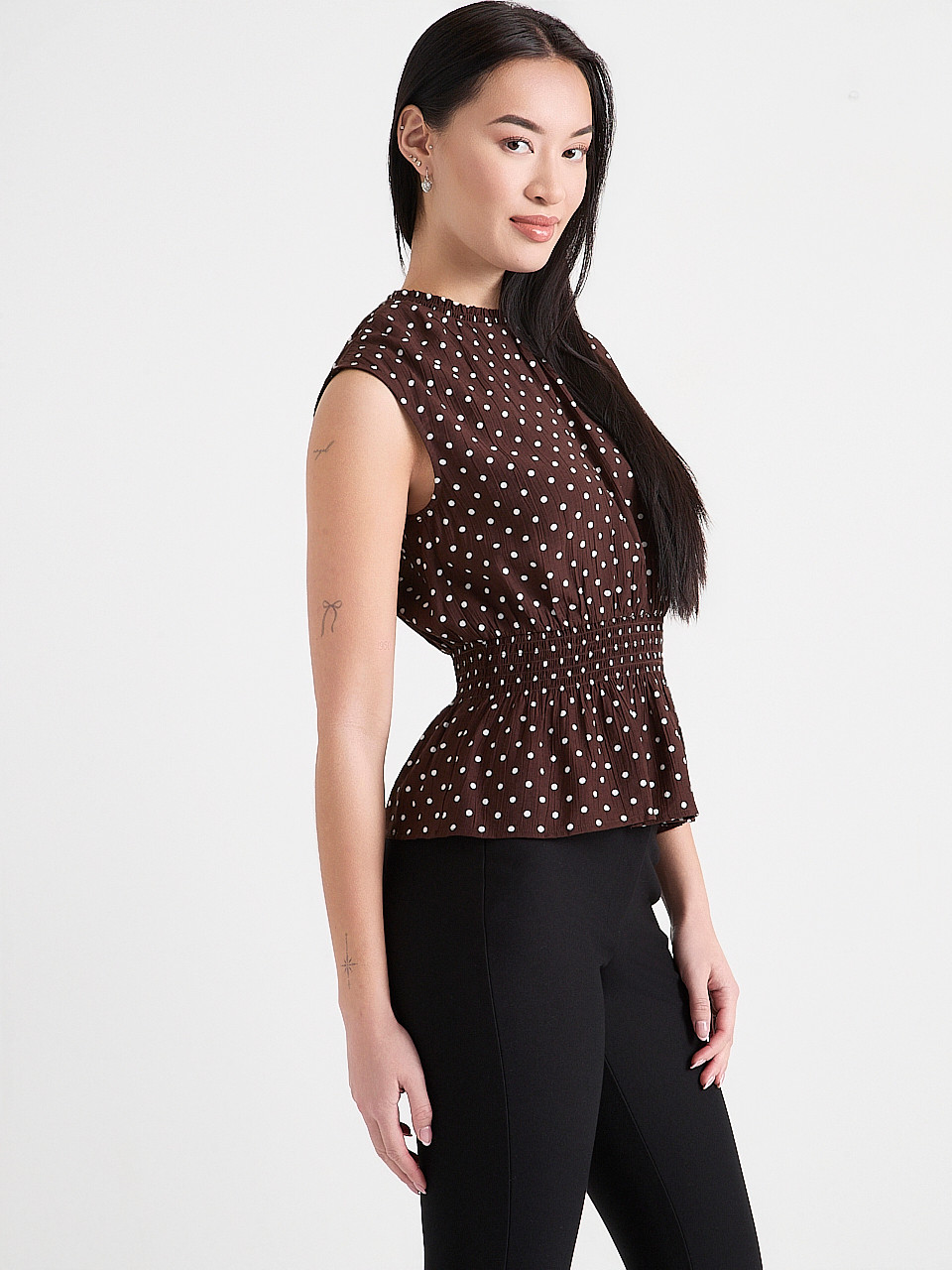 Sleeveless Smocked Waist Blouse