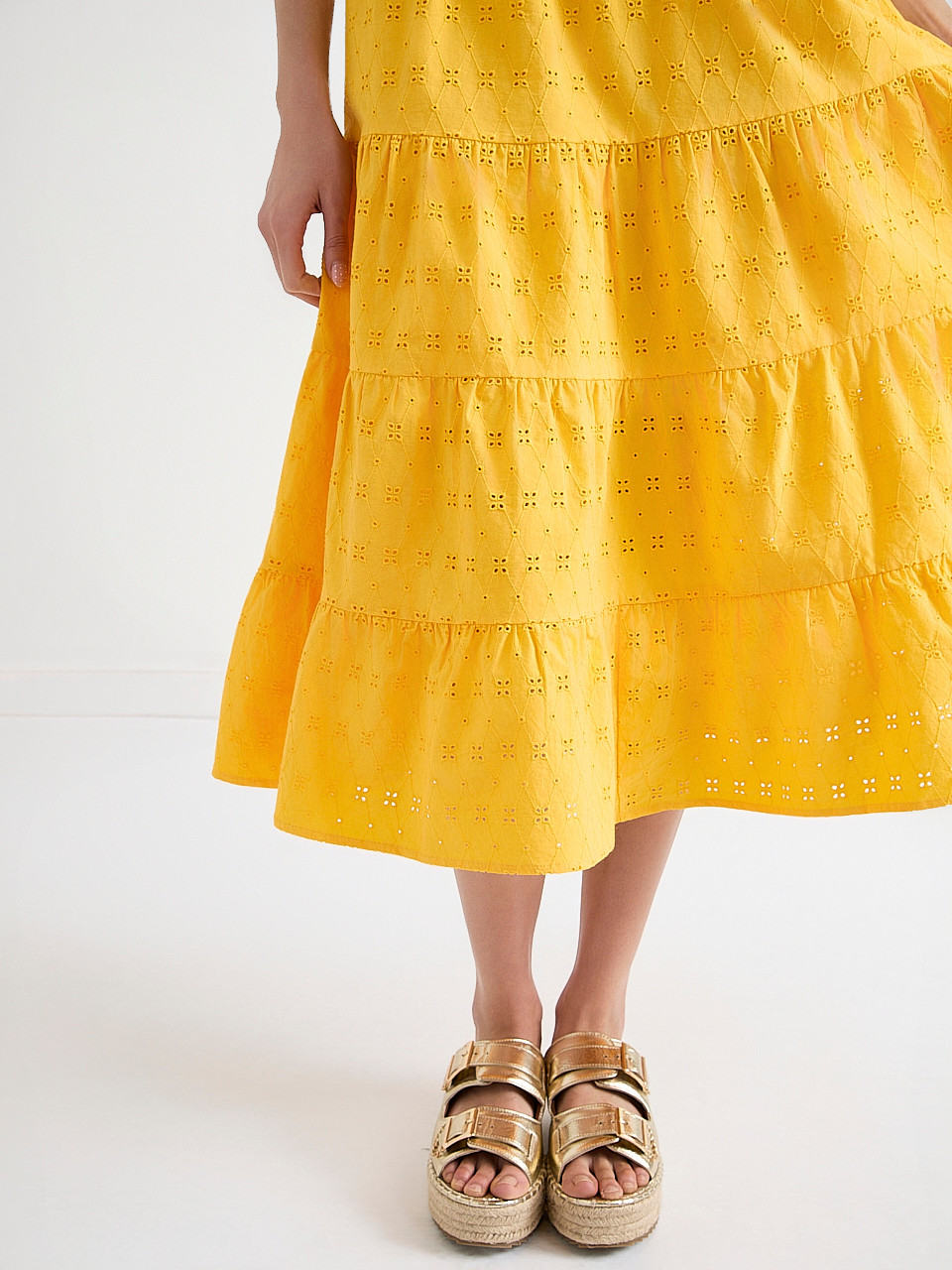 Smocked Bodice Sleeveless Midi Dress