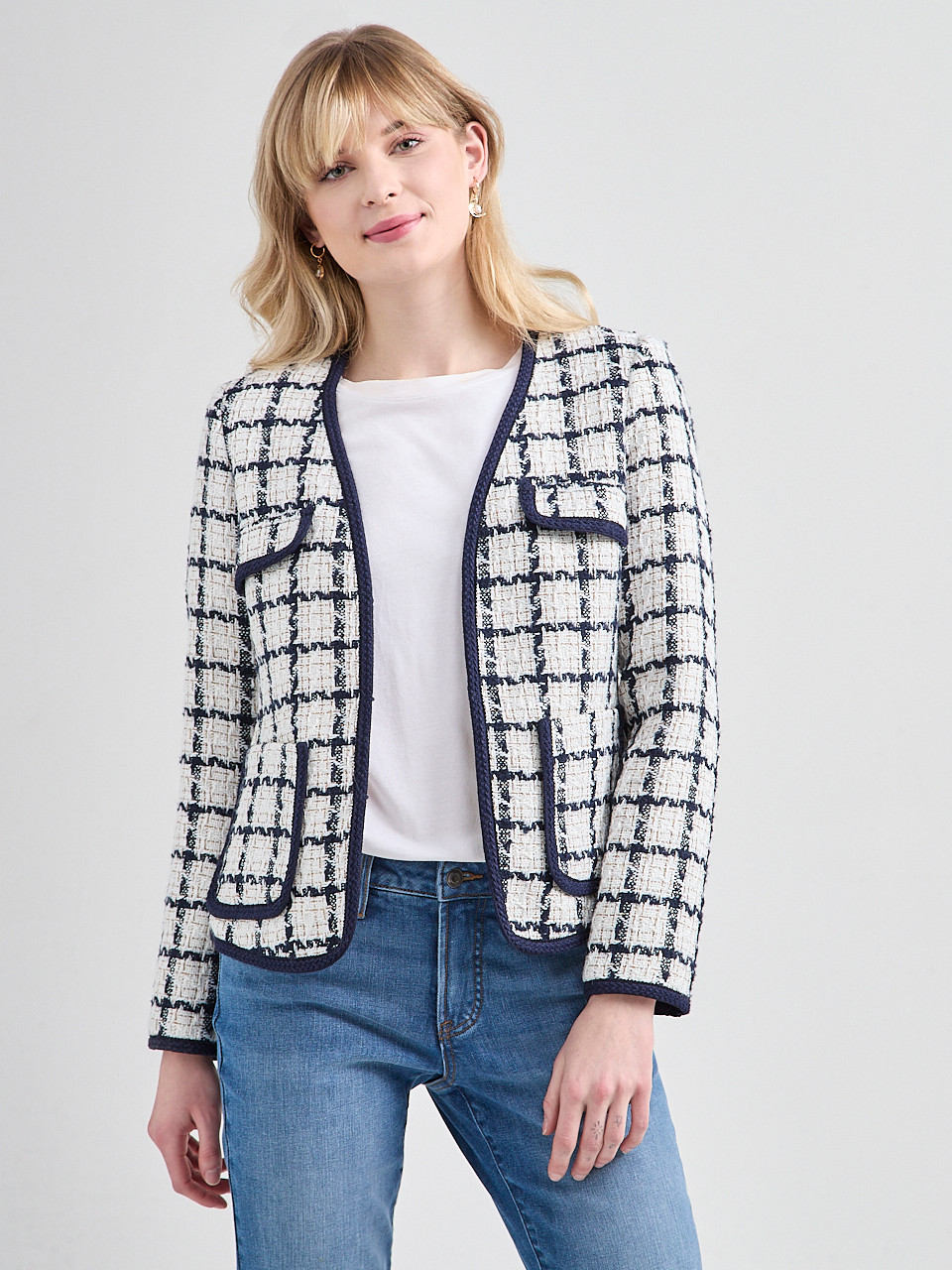 Boucle Braided Trim Blazer