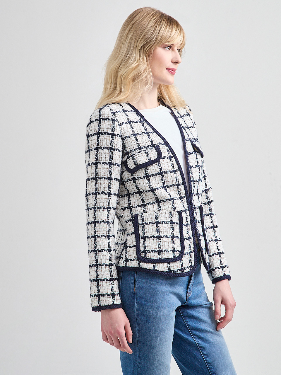 Boucle Braided Trim Blazer