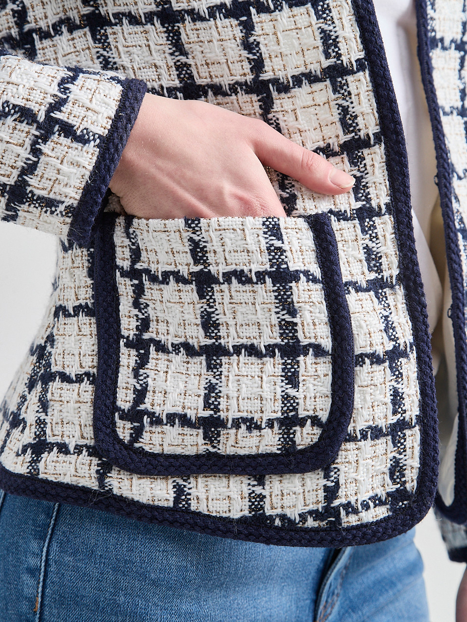 Boucle Braided Trim Blazer