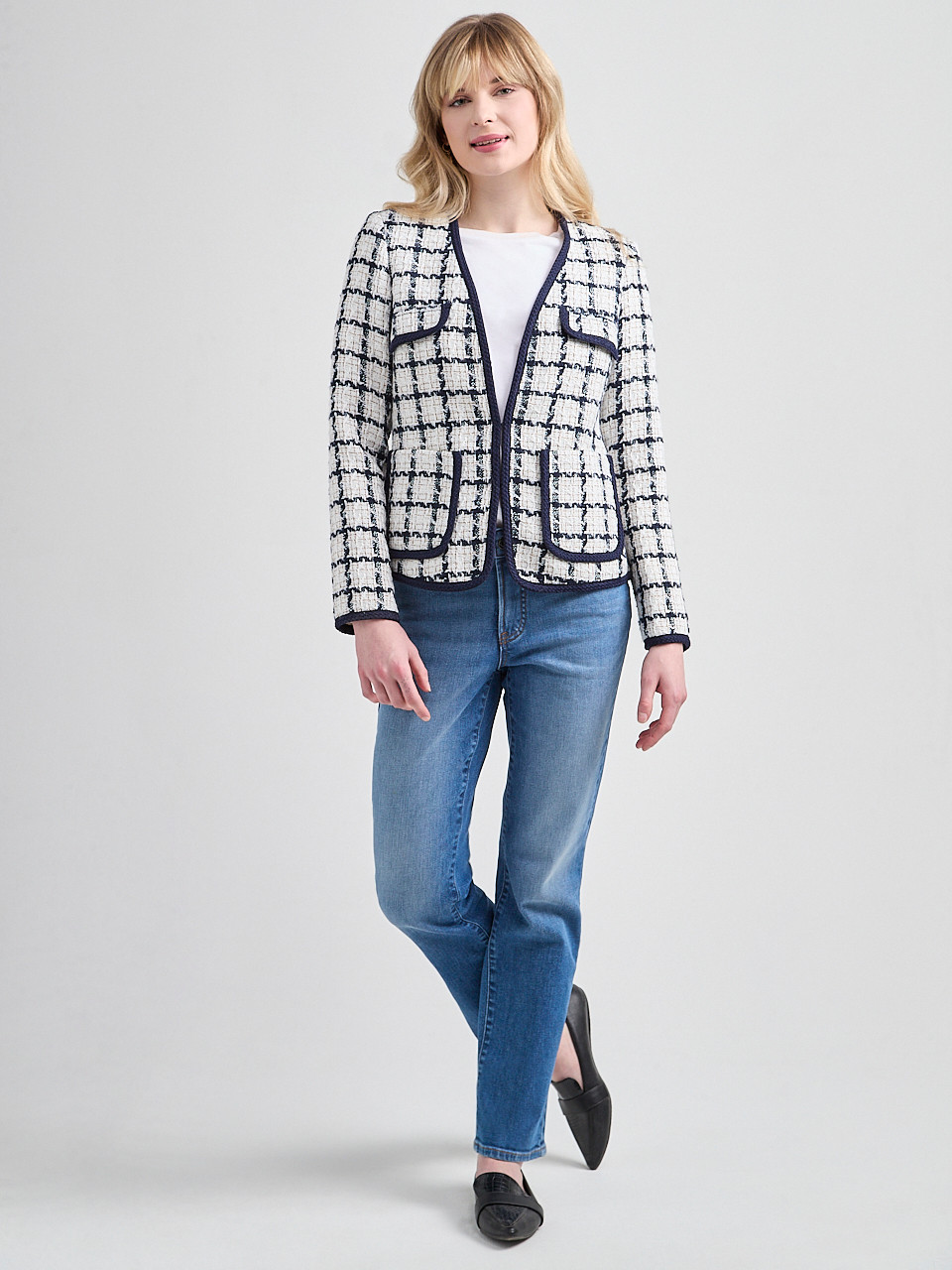 Boucle Braided Trim Blazer